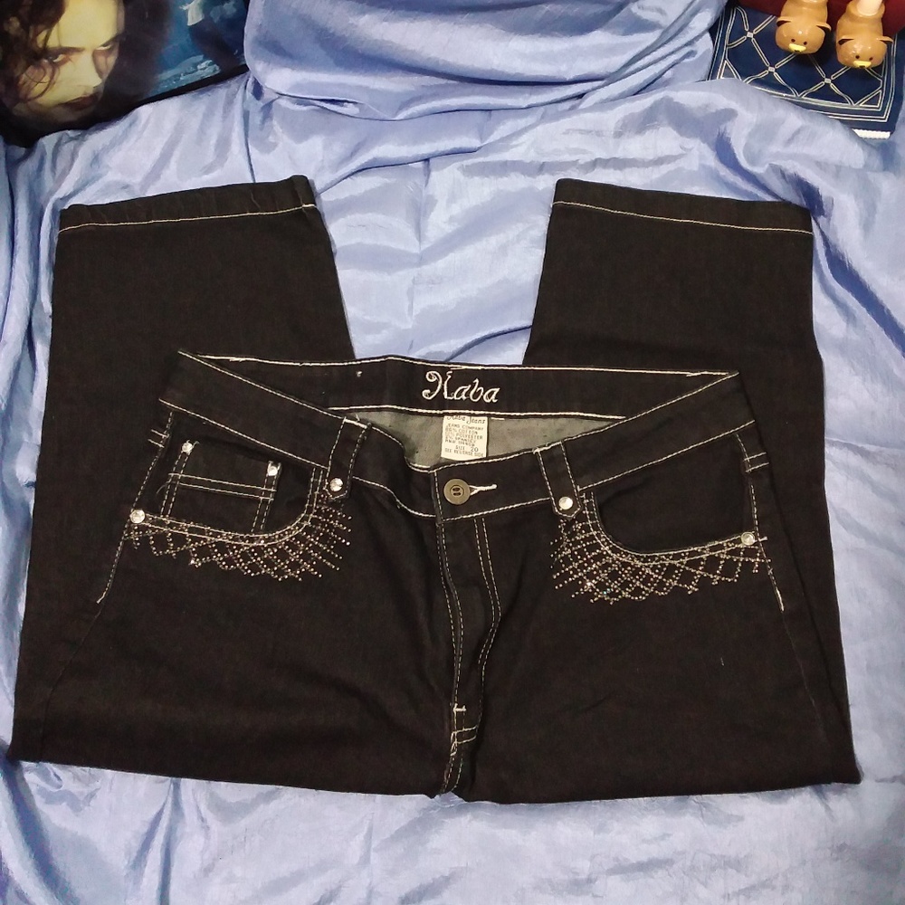 W38L18 Kaba Capri Jeans Size 20 Dark Blue